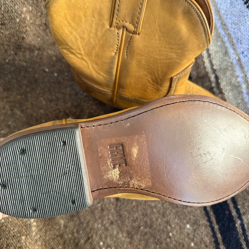 Frye Mustard Leather Ankle Boots - Picture 2 of 6